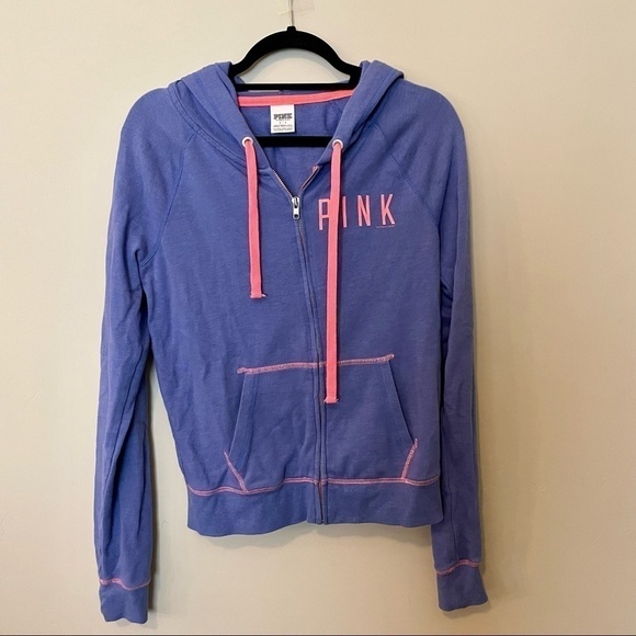 Victoria’s Secret PINK blue and pink zip up hoodie - Picture 1 of 5